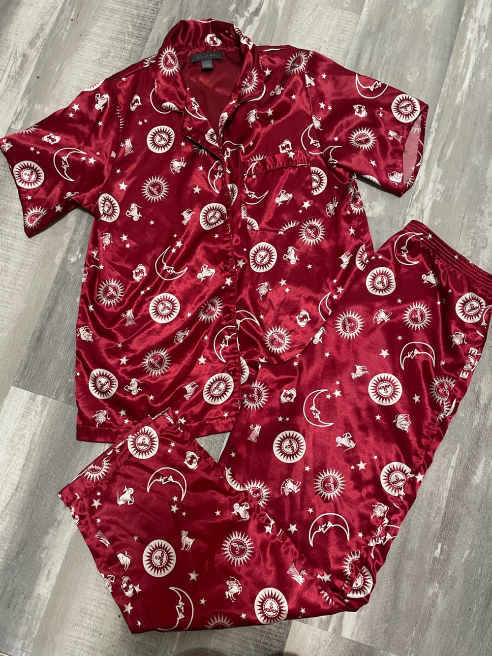Satin Pajama Set Celestial/Zodiac Print